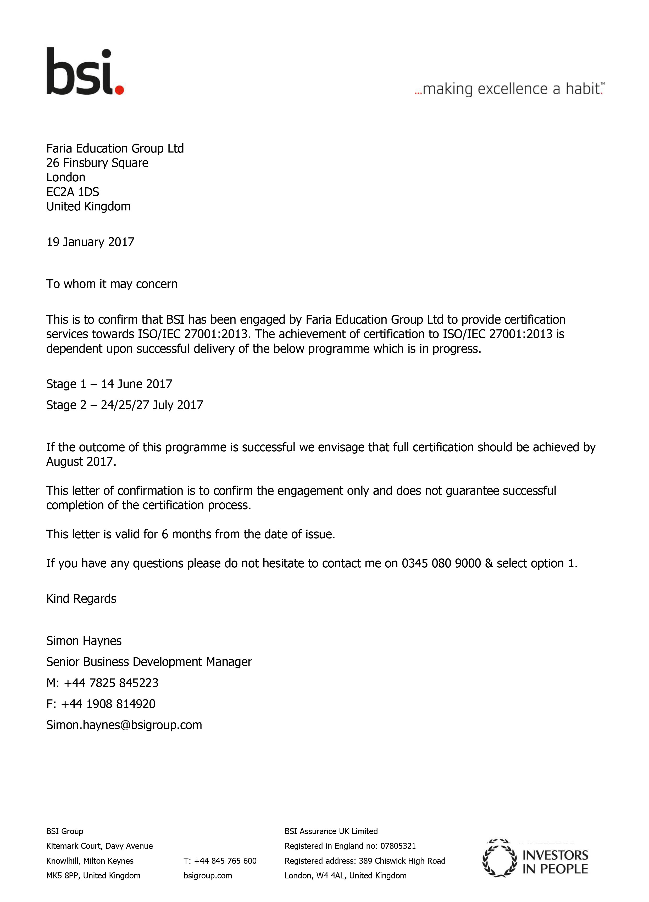 bsi letter