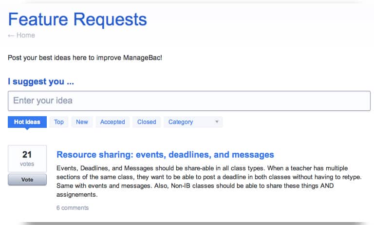 Voting for Feature Requests & Server Status