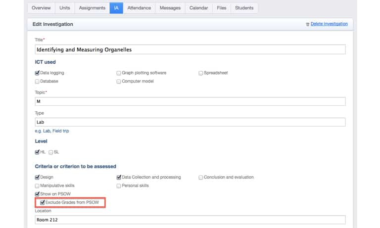 Option to Exclude Grades from PSOW