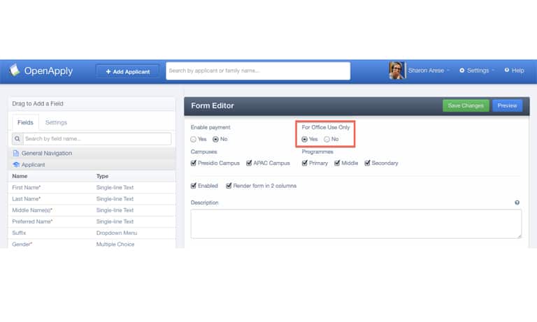 “For Office Use Only” Option for Entire Supplementary Form