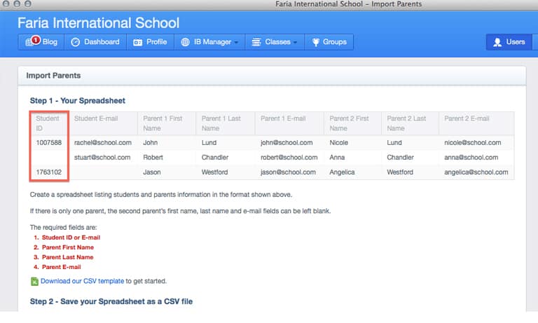 Friday Feature: Student ID Column in Import Parents CSV Template