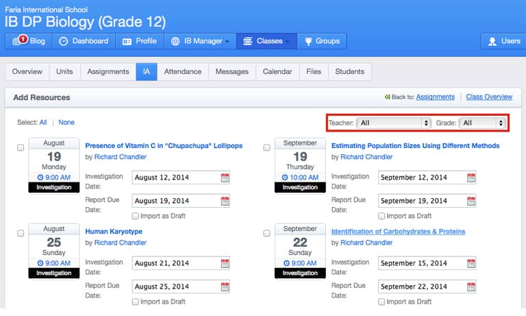 Sharing Group 4 Internal Assessments through Add Resources