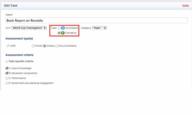 MYP Gradebook Tip on Changing Task Types