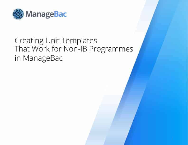 在ManageBac中创建非IB课程项目的单元模板