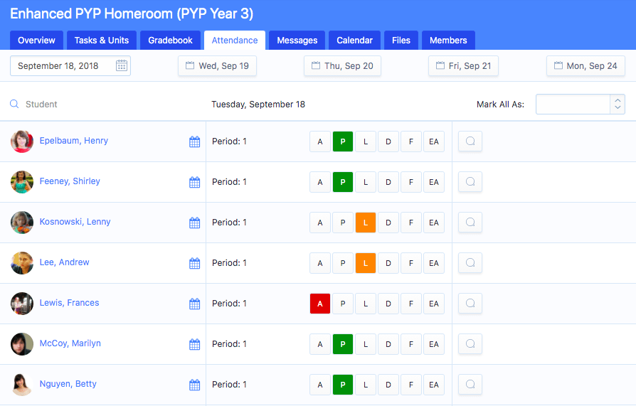 Primary Years v4 67 PYP Learning Attendance